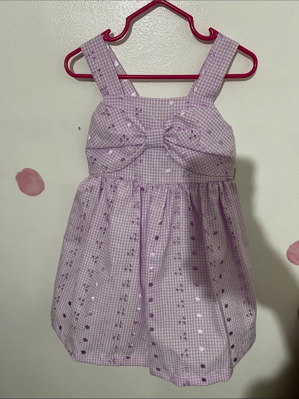 Bonnie Jean Lavender Gingham Bow Sundress